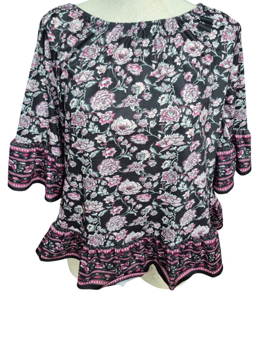 Classic Editions Womens Floral Print Top Size Small